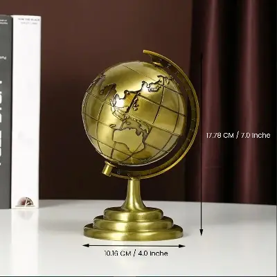 Picture of World Map 3D Rotating Glove Decoration Gift- Golden & Eiffel Tower Metal Showpiece Decoration Gift