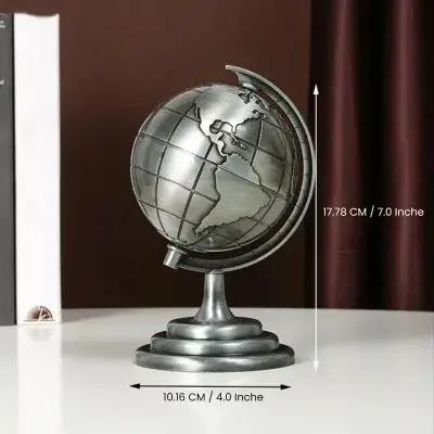 Picture of World Map 3D Rotating Glove Decoration Gift-Silver & Eiffel Tower Metal Showpiece Decoration Gift