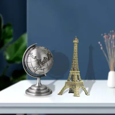 Picture of World Map 3D Rotating Glove Decoration Gift-Silver & Eiffel Tower Metal Showpiece Decoration Gift