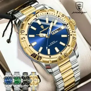 Picture of 𝐏𝐎𝐄𝐃𝐀𝐆𝐀𝐑 𝟗𝟓𝟗 𝐄𝐱𝐜𝐥𝐮𝐬𝐢𝐯𝐞 𝐌𝐞𝐧'𝐬 𝐖𝐫𝐢𝐬𝐭 𝐖𝐚𝐭𝐜𝐡 𝐖𝐚𝐭𝐞𝐫 𝐑𝐞𝐬𝐢𝐬𝐭𝐚𝐧𝐭 𝐅𝐮𝐥𝐥 𝐂𝐚𝐥𝐞𝐧𝐝𝐚𝐫 𝐒𝐭𝐚𝐢𝐧𝐥𝐞𝐬𝐬 𝐒𝐭𝐞𝐞𝐥 𝐁𝐫𝐚𝐜𝐞𝐥𝐞𝐭 𝐅𝐚𝐬𝐡𝐢𝐨𝐧𝐚𝐛𝐥𝐞 𝐐𝐮𝐚𝐫𝐭𝐳 𝐖𝐚𝐭𝐜𝐡