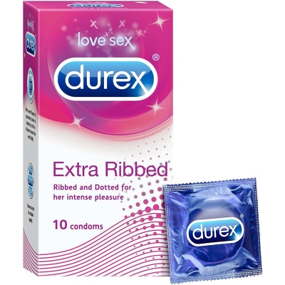 Picture of Durex Extra Ribbed and Dotted Condom for Men for Her Intense Pleasure 10pcs Pack