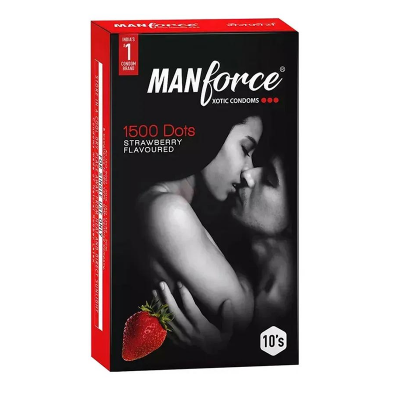 Picture of Manforce Strawberry 1500 Dots Condom - 10 Pcs