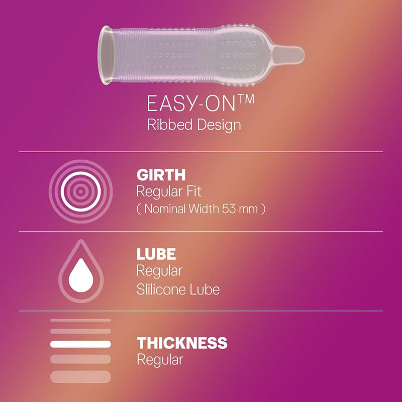 Picture of Durex Extra Ribbed and Dotted Condom for Men for Her Intense Pleasure 10pcs Pack