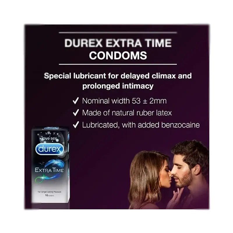 Picture of Durex Extra Time Condom -10 pcs - Black