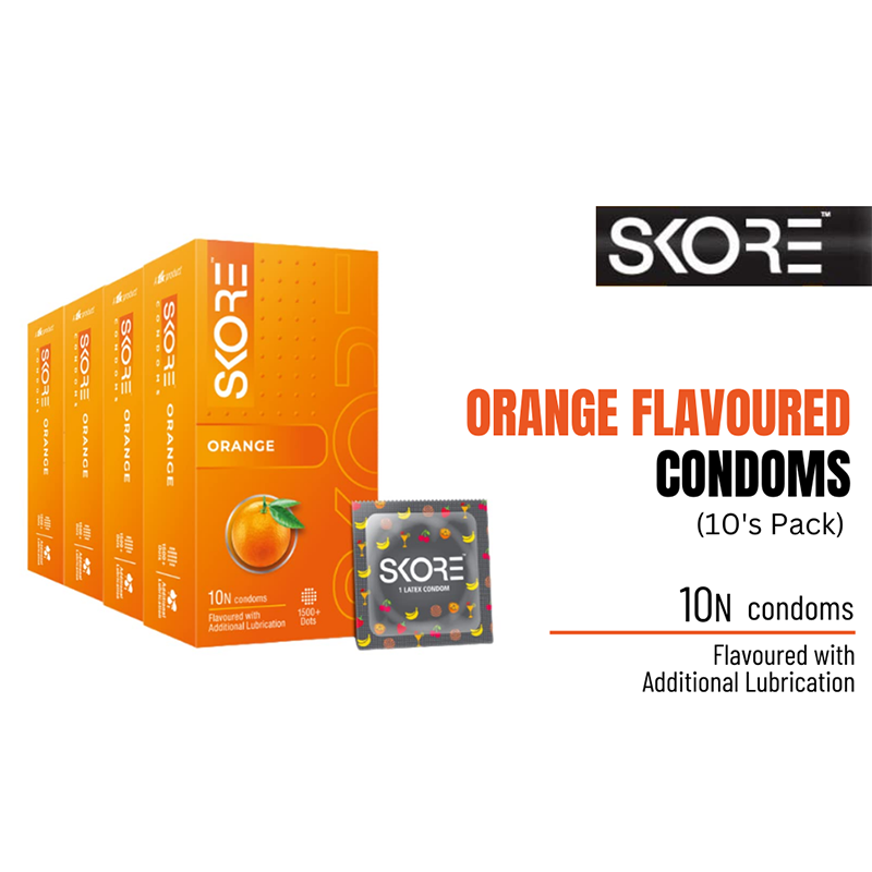 Picture of Skore Orange Flavoured Condom - 10 Pcs - Orange