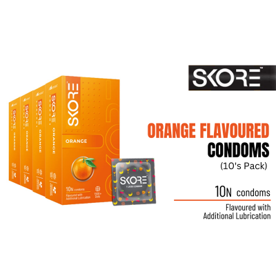 Picture of Skore Orange Flavoured Condom - 10 Pcs - Orange