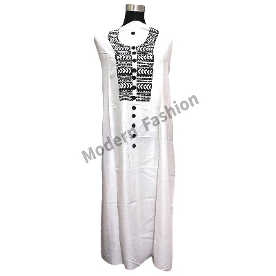 Picture of One Piece Linen Cotton Kamiz For Women - White
