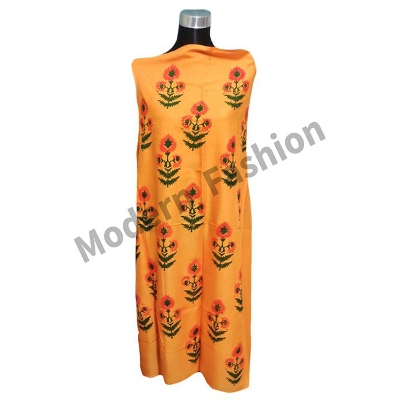 Picture of One Piece Linen Cotton Kamiz For Women - Dress For Girls - 3 Pice Dress - Three Piece - Orange