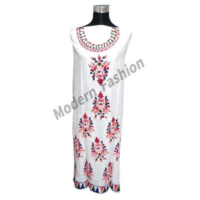 Picture of One Piece Linen Cotton Kamiz For Women - White