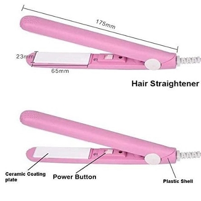 Picture of Mini Portable Electric Splint Flat Iron Plastic Mini Hair Straightener- Multicolor - Multicolor