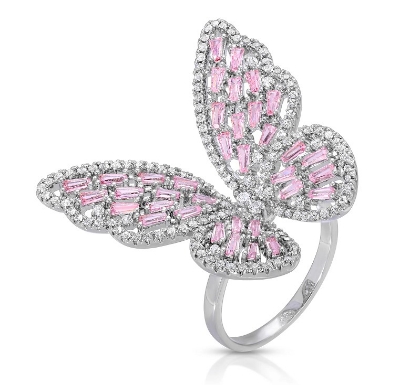 Picture of Cubic zirconia butterfly finger ring ladies ring fashion jewelry - Ring For Girls - Ring - Multicolor