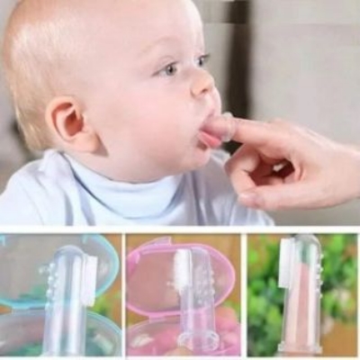 Picture of দাত উঠা বাচ্চার জন্য baby finger set milk toothbrush  silver liquid silicone milk toothbrush - Multicolor