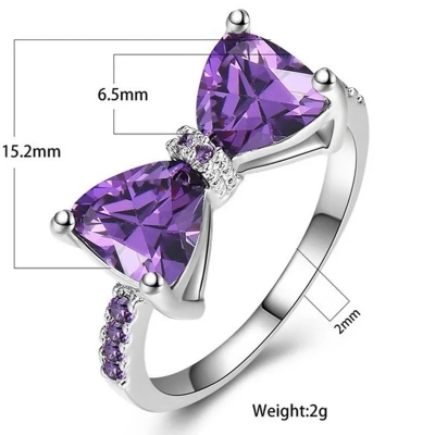 Picture of Ring Women's Retro Creative Simple Hot Selling Bow Rings - Purple