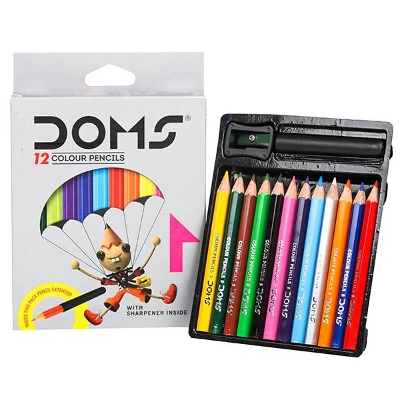 Picture of Doms 12 color pencil half with sharpner - Multicolor