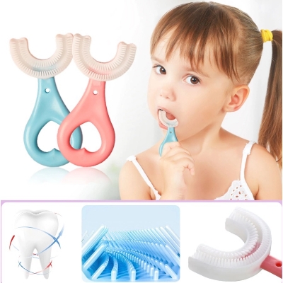 Picture of Baby Toothbrush 360 Degree U-Shaped Soft Silicone Brush (Multicolour) - Multicolor