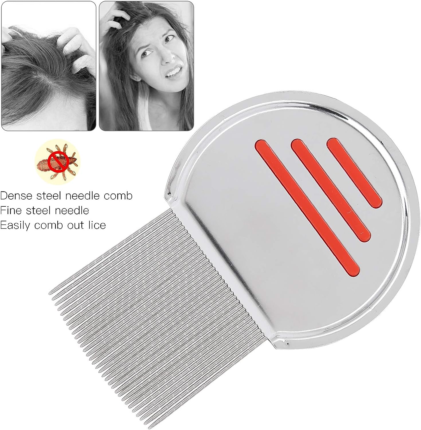 Picture of Head Lice Treatment Comb, Stainless Steel Lice Nits Treatment Comb Corrosion-Resistant for Heavy Hair - Silver
