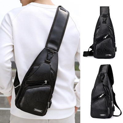 Picture of Cross Body Bag Pack For Men New Stylish Fashionable Pu Leather Backpack- Cross Body Bag - Black