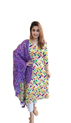 Picture of Lavish indulgent - New Exclusive Pure Cotton Unstitched Screen Print Fashionable and Comfortable Three Pics for Women - Sensible - Must Have - Cream