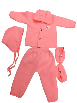 Picture of Woolen New Born Baby Winter Dress Set-Multicolor - Multicolor