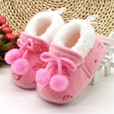 Picture of Baby Shoes Baby Shoes Winter Plush Soft Sole Newborn Baby Girl Princess Winter First Walker Crawling Shoes for (6-12 months)