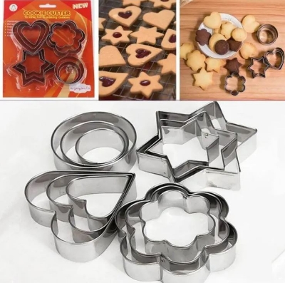 Picture of 12 পিস কুকি কাটার-রূপালী - kitchen accessories - Silver