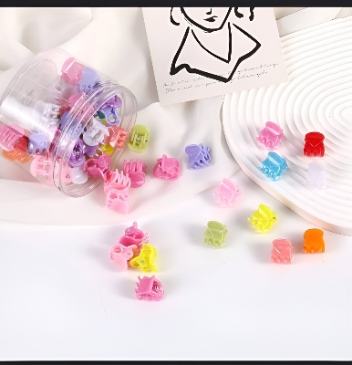 Picture of Child Hair Clips, 50pcs Mini Claw Hair Clips for Girls, Toddler Hair Accessories, AIMEET Cartoon Cute Hair Clips Hairpin Barrettes for Toddlers Baby Girls Kids Children Women Hair Accessories - Multicolor