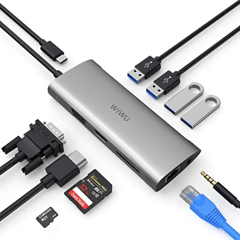 Picture of WiWU Alpha A11 in 1 USB Type C HUB – Gray