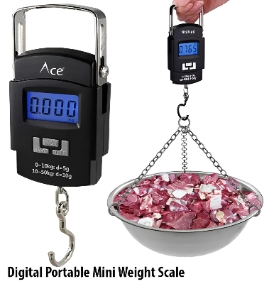 Picture of Hanging Digital Portable Weight Scale 50 Kg Weight Capacity (Without Battery) - Black