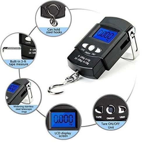 Picture of Hanging Digital Portable Weight Scale 50 Kg Weight Capacity (Without Battery) - Black