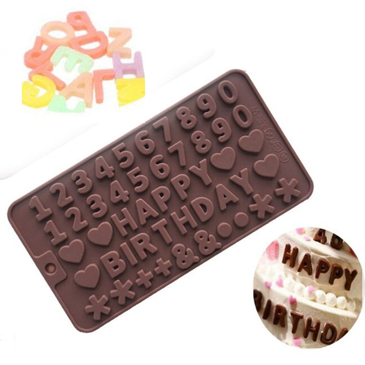 Picture of Flexible Alphabet Birthday Silicone Mold - Chocolate