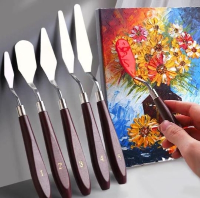 Picture of Painting Knife & Spatula Set- 5 pcs Palette Knife Set for Mixing Paints, Thick Paint Applications and More - Multicolor