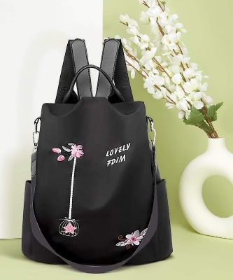 Picture of Stylish Waterproof Embroidery Multifunctional Backpack, Perfect for Teens and Students. - Black