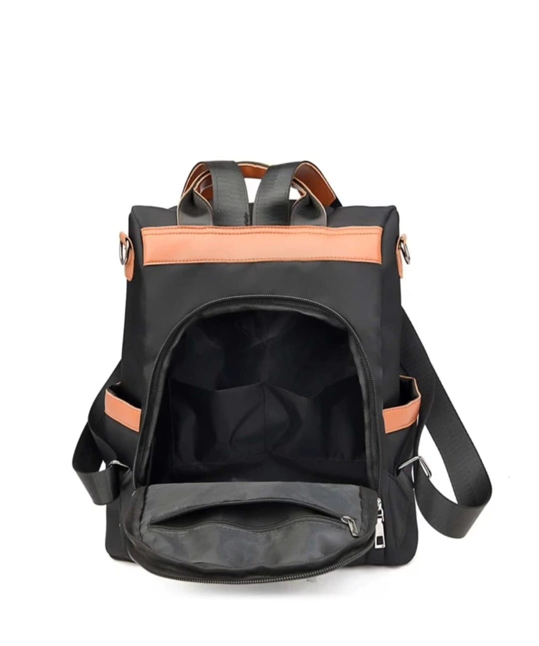 Picture of Modern Fashion Women Nylon Zipper Backpack Multi-pocket Large Capacity School Bag - Black