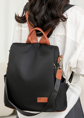 Picture of Solid PU Leather Anti-theft Backpacks Casual Shoulder Bags for Teenagers Girls Large Capacity Leisure Travel School Bag - Chocolate