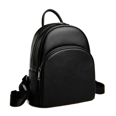 Picture of Women's Leather Backpack Black Cowhide Ladies Travel Shoulder Bags Luxury Classic Design Female Day Bag Handbags and Leather Travel Bag - Black