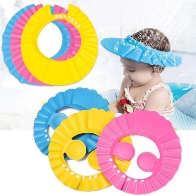 Picture of Baby Shower Cap Adjustable Bathing Shampoo Hat with Ear Protection Wash Hair Shield Hat Safety Bath Visor Cap for toddler - Multicolor