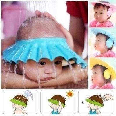 Picture of Baby Shower Cap Adjustable Bathing Shampoo Hat with Ear Protection Wash Hair Shield Hat Safety Bath Visor Cap for toddler - Multicolor