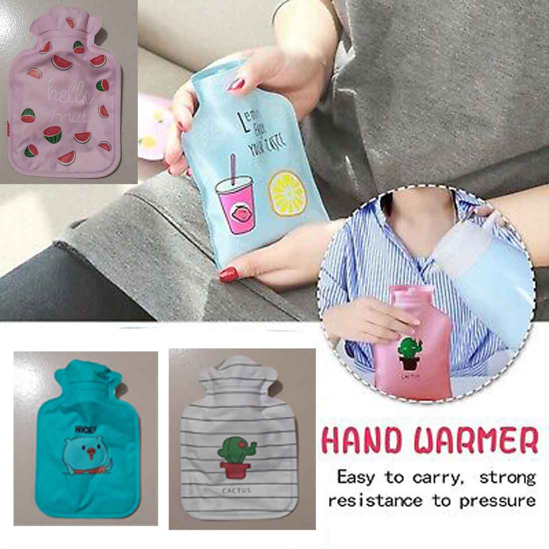 Picture of Mini Warm Hot Water Bag Cartoon Pattern Hot Water Bottles Lady Kids Gifts Physiological Period Warm Accessories-1 Pcs - Multicolor