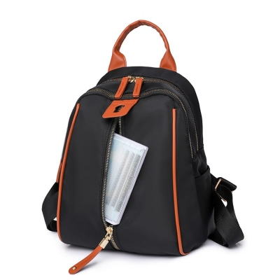 Picture of Contrast Women Backpack Large Capacity School Bags for Teenager Waterproof Oxford Travel Rucksack Girls - Black