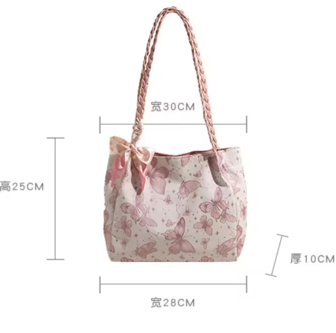 Picture of Butterfly Bow Versatile Casual Hand-held Tote Bag Women's Bag Simple Spacious Trendy Crossbody Bag Commuter Bag