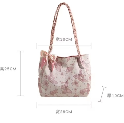 Picture of Butterfly Bow Versatile Casual Hand-held Tote Bag Women's Bag Simple Spacious Trendy Crossbody Bag Commuter Bag