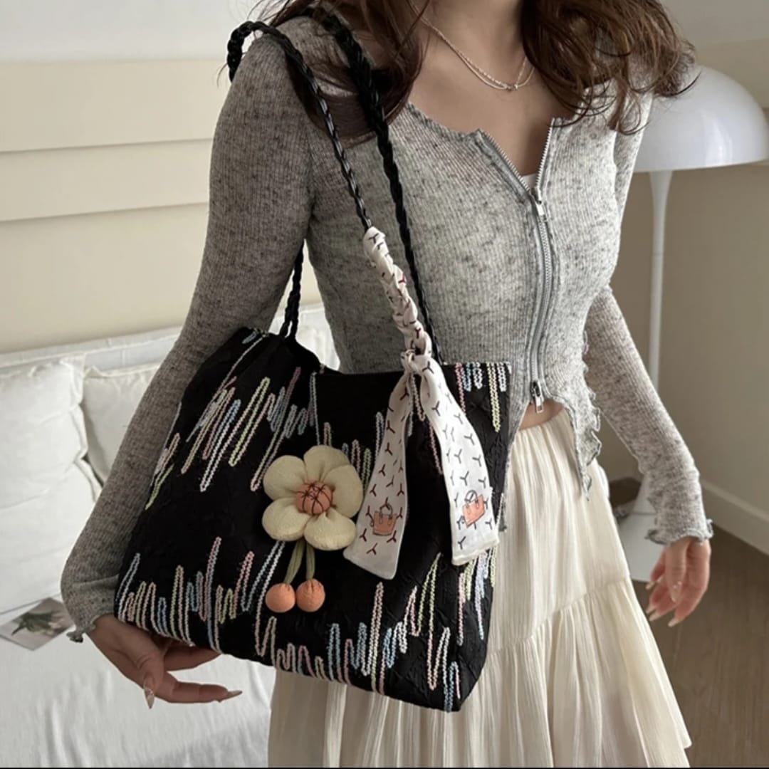 Picture of Sunflower Gentle High Value Bucket Bag Summer New Versatile Shoulder Fashion Tote Bag for Collage Coaching going Girls