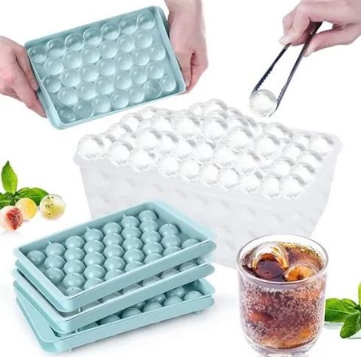 Picture of Ice cube mold 33 Grid Reusable Round Ball Ice Cube Maker DIY Ice Cream Accessories for Homemade Ice Cream Making - Multicolor