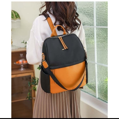 Picture of Pu Contrast Nylon Backpack  Schoolbag For Women Ladies Travel Rucksack Large School Bags for Teenage Girls