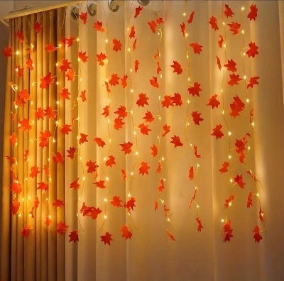 Picture of Maple Leaf Fairy Lights /Autumn Leaves Fairy Sparkling String Lights 7 feet long leaf 10 feet long light - Multicolor