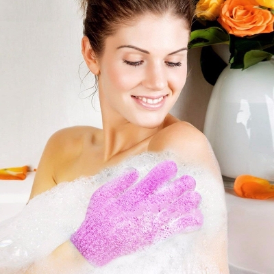 Picture of 1Pcs Bath for Peeling Exfoliating Mitt Glove with Shower Scrub Gloves Resistance Body Massage Sponge Wash Skin Moisturizing - Multicolor