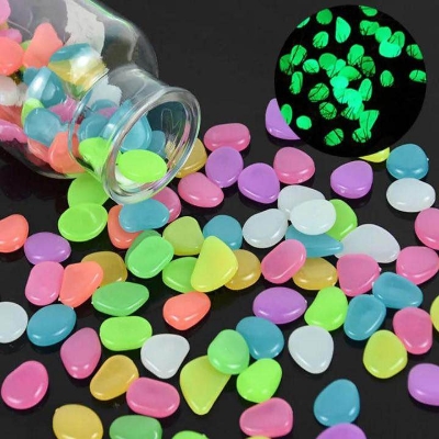 Picture of Radium Plastic Stones Colorful Luminous Glowing Pebbles, Glow in the dark magic Radium Plastic Stones luminous glowing stone 100pcs - 50 gm