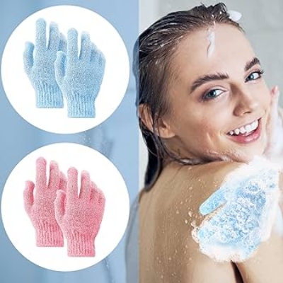 Picture of Body Shower Sponge, Wash Mitt Body Sauna Accessories, Exfoliating Glove, Shower Glove, Bath Accessories for Ingrown Hair, Loofah Glove-2 pcs - Multicolor