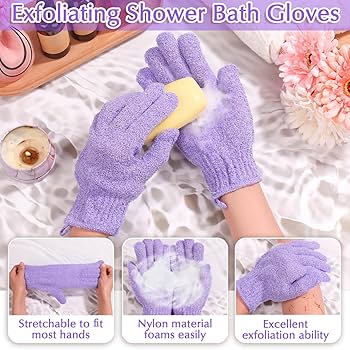 Picture of Body Shower Sponge, Wash Mitt Body Sauna Accessories, Exfoliating Glove, Shower Glove, Bath Accessories for Ingrown Hair, Loofah Glove-2 pcs - Multicolor