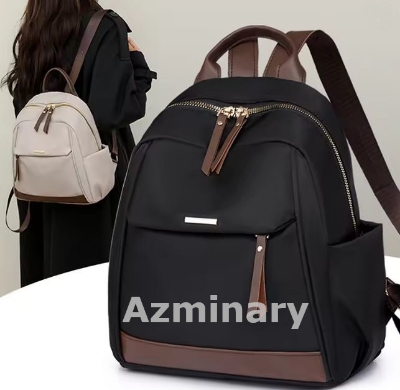 Picture of Fashion Backpacks School Backpacks Ladies Pure Color Shoulder Knapsacks Nylon Zipper Shopping Rucksacks - Off White